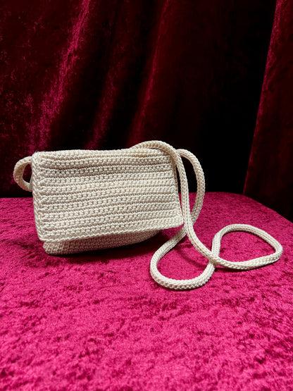 Vintage The Sak Crochet Crossbody Bag - Sandy White Mini Flap Purse
