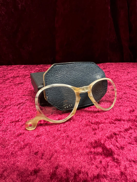 Vintage Celluloid Folding Reading Glasses – Compact Pocket Spectacles with Case
