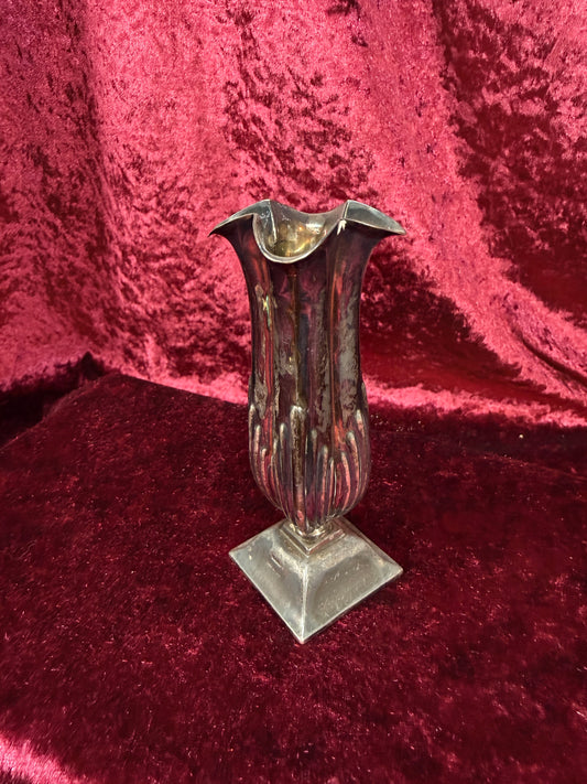 Vintage Silver Plated Bud Vase – Fluted Pedestal Urn Form
