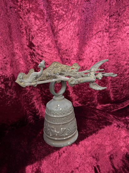 Antique Metal Monastery / Sanctuary Bell – Winged Angel - Latin Engraved