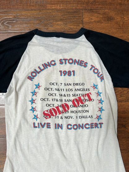Vintage Clothing - Raglan Baseball 3/4 Sleeve Shirt - The Rolling Stones 1981 Tour - The Knits - Large