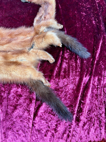 Vintage Fur Shoulder Wrap Stole – Four Red Foxes - 51"