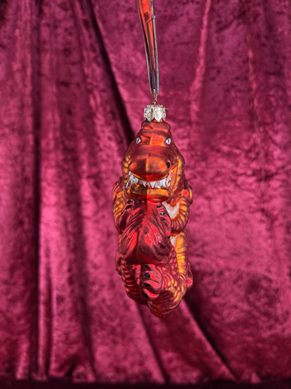 Vintage Christmas - Handblown Glass Ornament - Red Dragon - 2001 - Christmas World