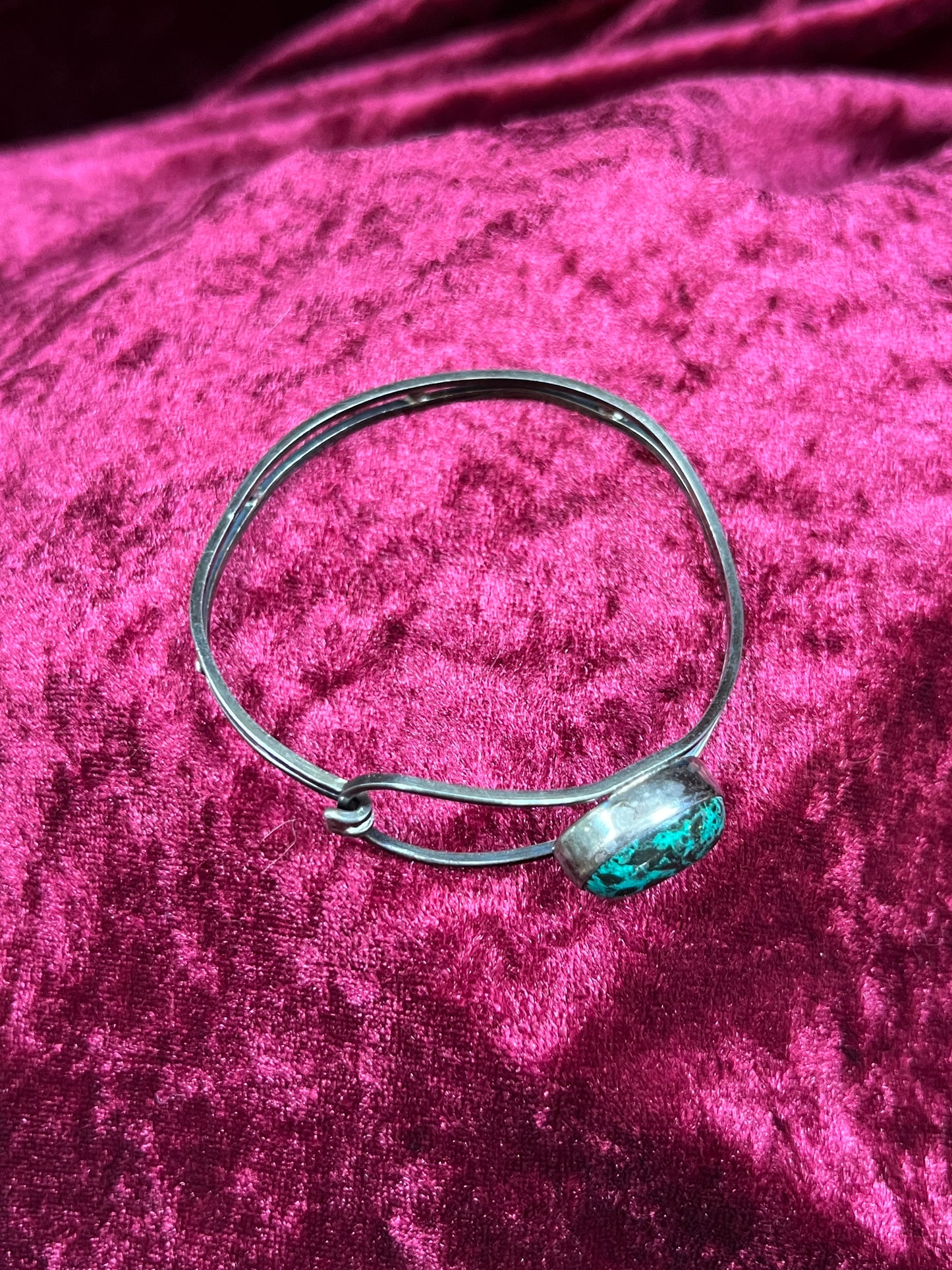 Vintage Jewelry - Cuff Bracelet - Silver - Jasper Center Stone