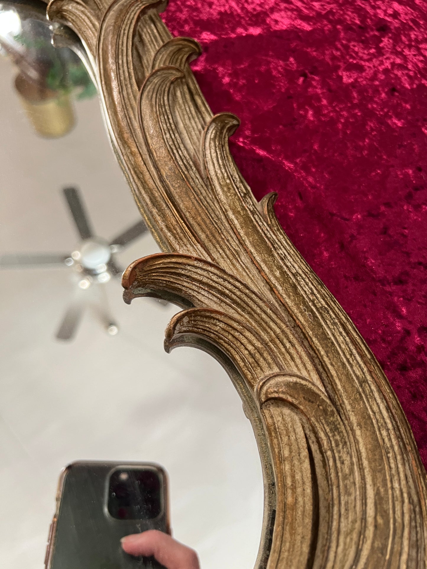 Vintage Syroco Wood Wall Mirror - Ornate Rococo Gold Hued Frame