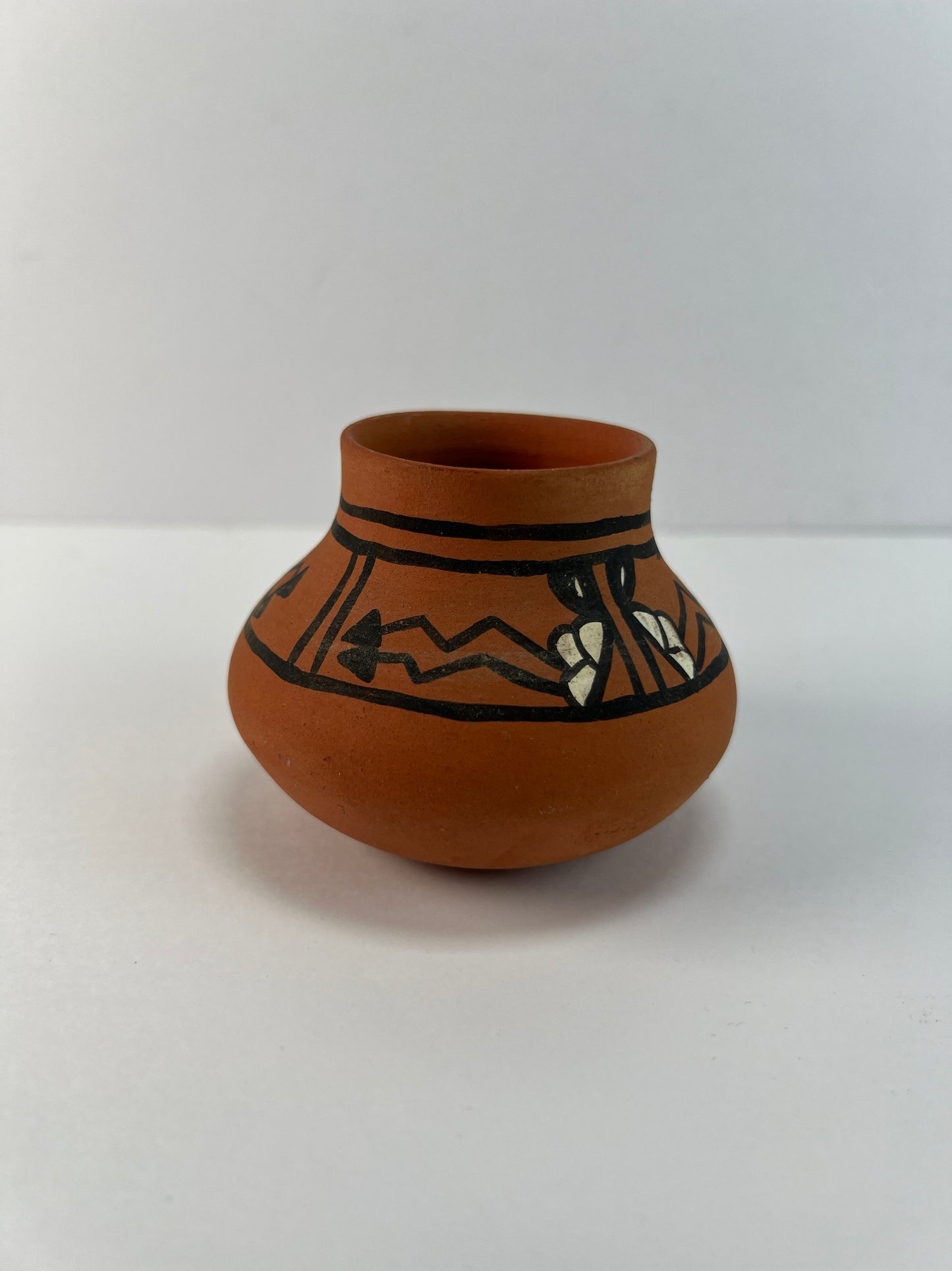 Vintage Native American Pottery - Miniature Terracotta Vase - Signed