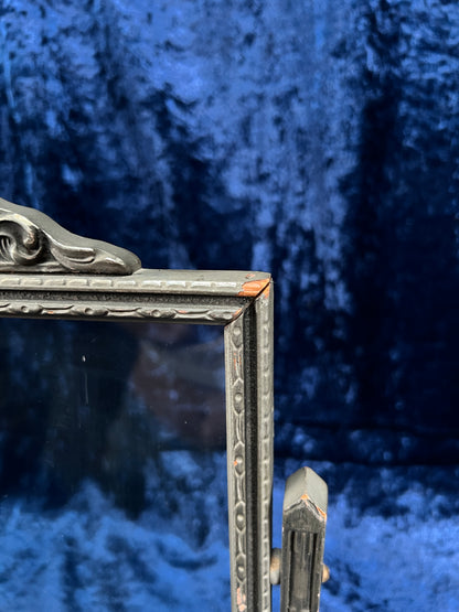 Antique Art Deco Tabletop Picture Frame – Silver Tone Ornate Tilt Design