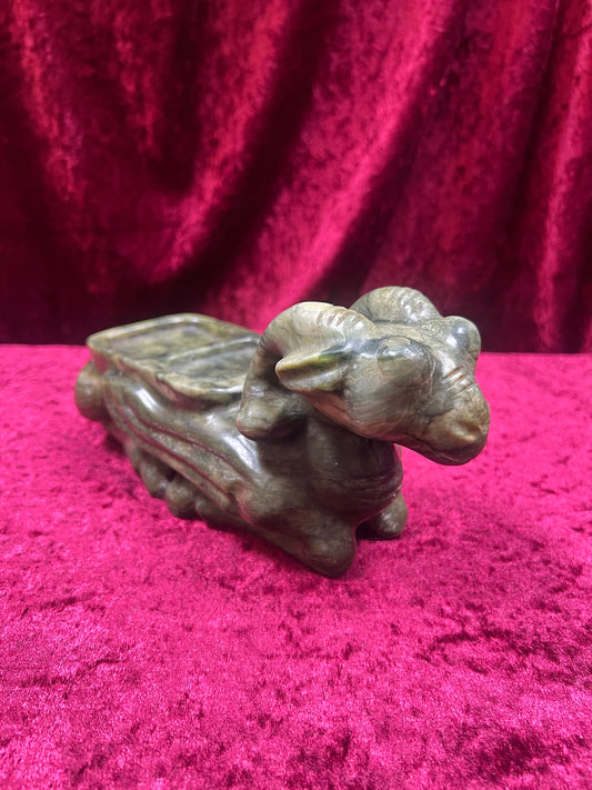 Vintage Home Decor - Antique Chinese Nephrite Statue - Occult Ram