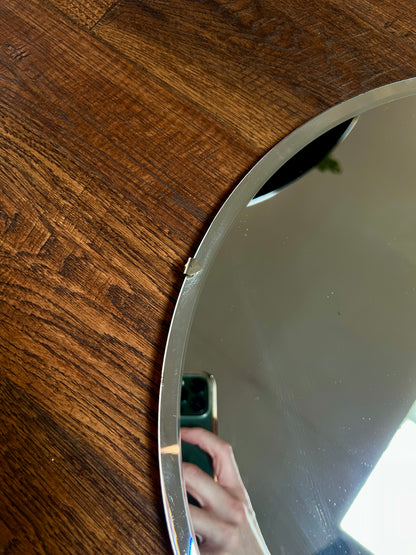 Vintage Round Frameless Beveled Glass Portal Mirror - 15.5"
