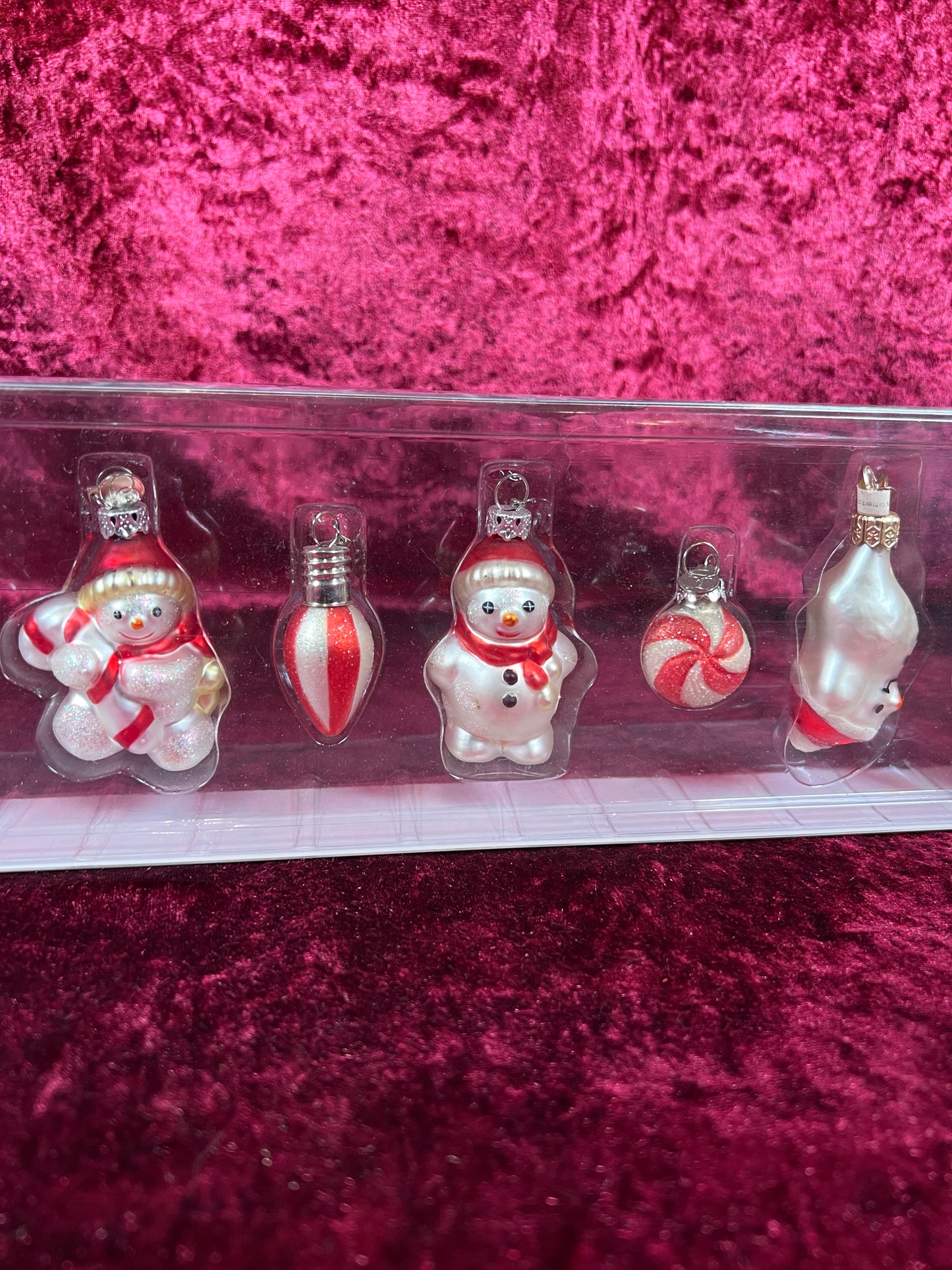 Vintage Christmas - Mini Glass Ornament Set - Snowmen and Candy Canes - Department 56