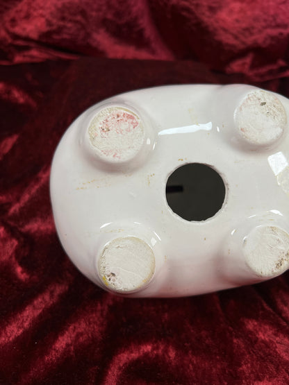 Vintage Ceramic Piggy Bank - Anthropomorphic Blue Eyed Kitsch Pig