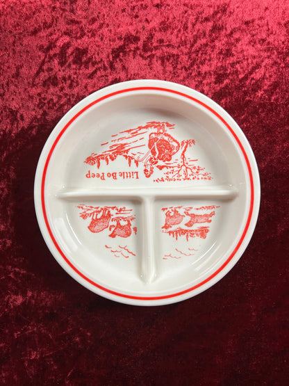 Vintage Kitchen - 1950s Children's Mug and Divided Plate Set - Ceramic - Little Bo Peep - Fire King