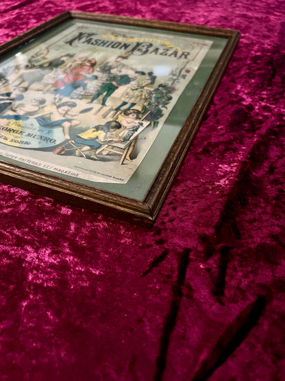 Vintage Framed Magazine Cover - 1885 New York Fashion Bazar George Munro