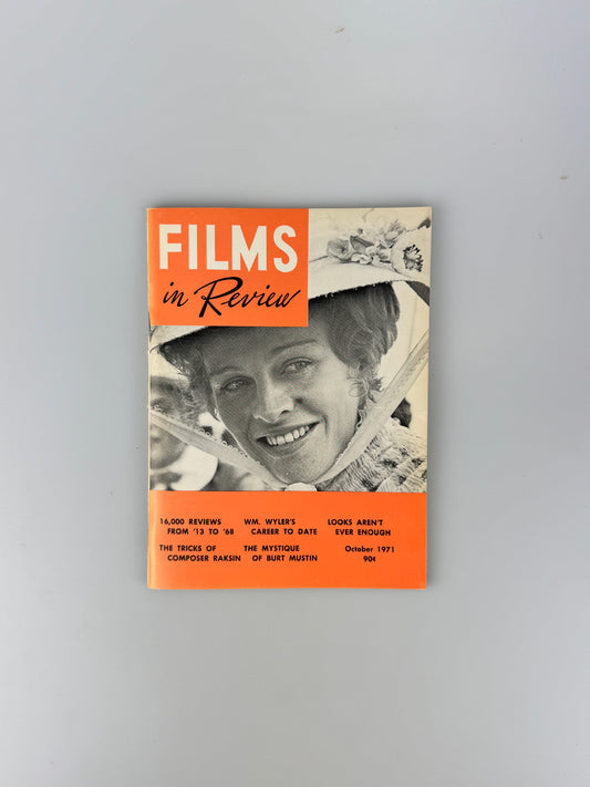 Films In Review Magazine - October 1971 - Wm. Wyler, Burt Mustin, Sunday Bloody Sunday