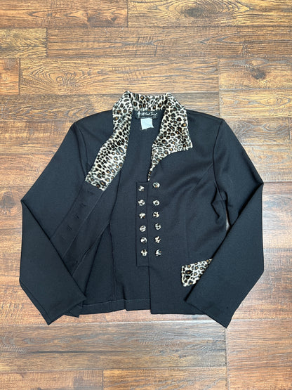 Vintage Clothing - Button Front Blazer - Faux Cheetah Fur Trim - Small - All That Jazz
