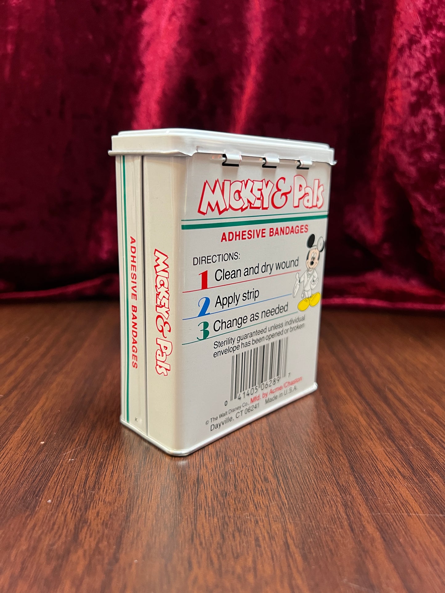 Vintage Advertisement - Metal Storage Tin - Mickey & Pals Adhesive Bandages - Walt Disney Co.