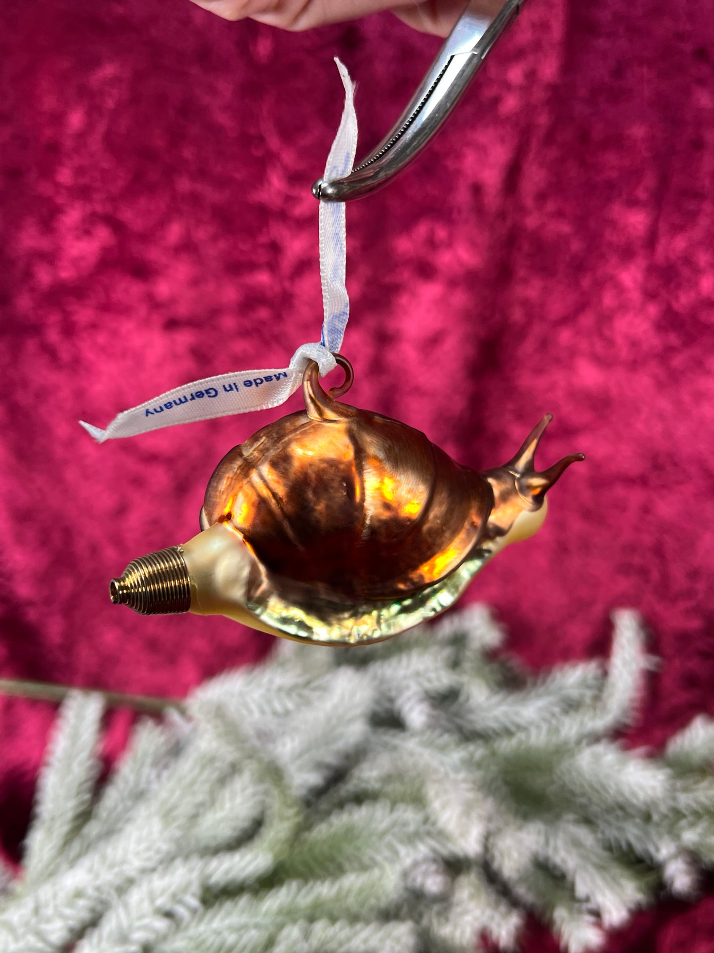 Vintage Christmas - Handblown Glass Ornament - Snail - Lauscha - Made In Germany