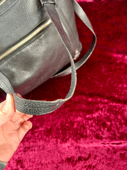 Vintage Accessories - Purse - Black Pebble Leather with Silver Hardware - Purple Lining - Coach