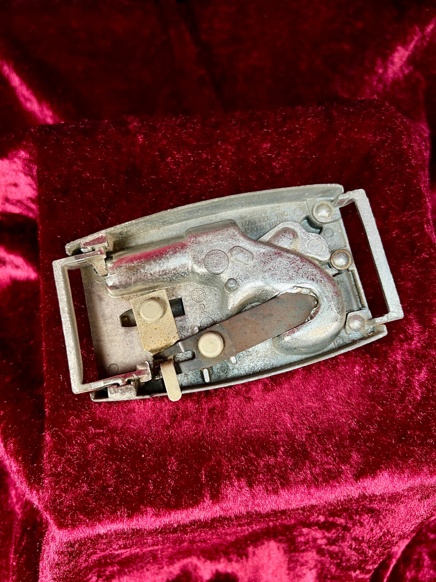 Vintage Metal Belt Buckle - Agent Zero Remington Derringer Cap Gun - 1959 Mattel
