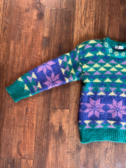 Vintage Clothing - Knit Pullover Sweater - All Over Geometric Pattern  - Gallagher - Small