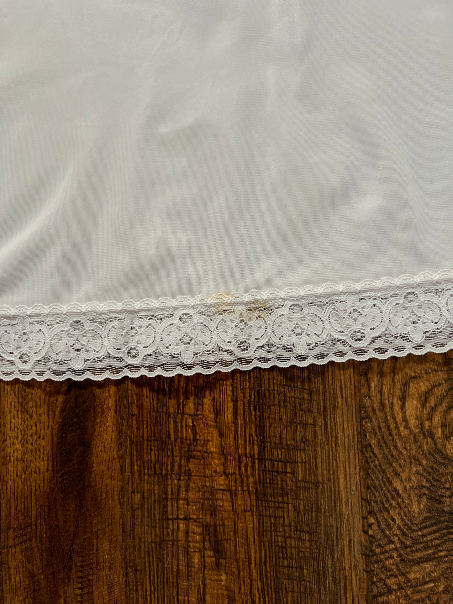 Vintage White Nylon Above The Knee Slip Dress - Lace Trim - Gilligan O'Malley
