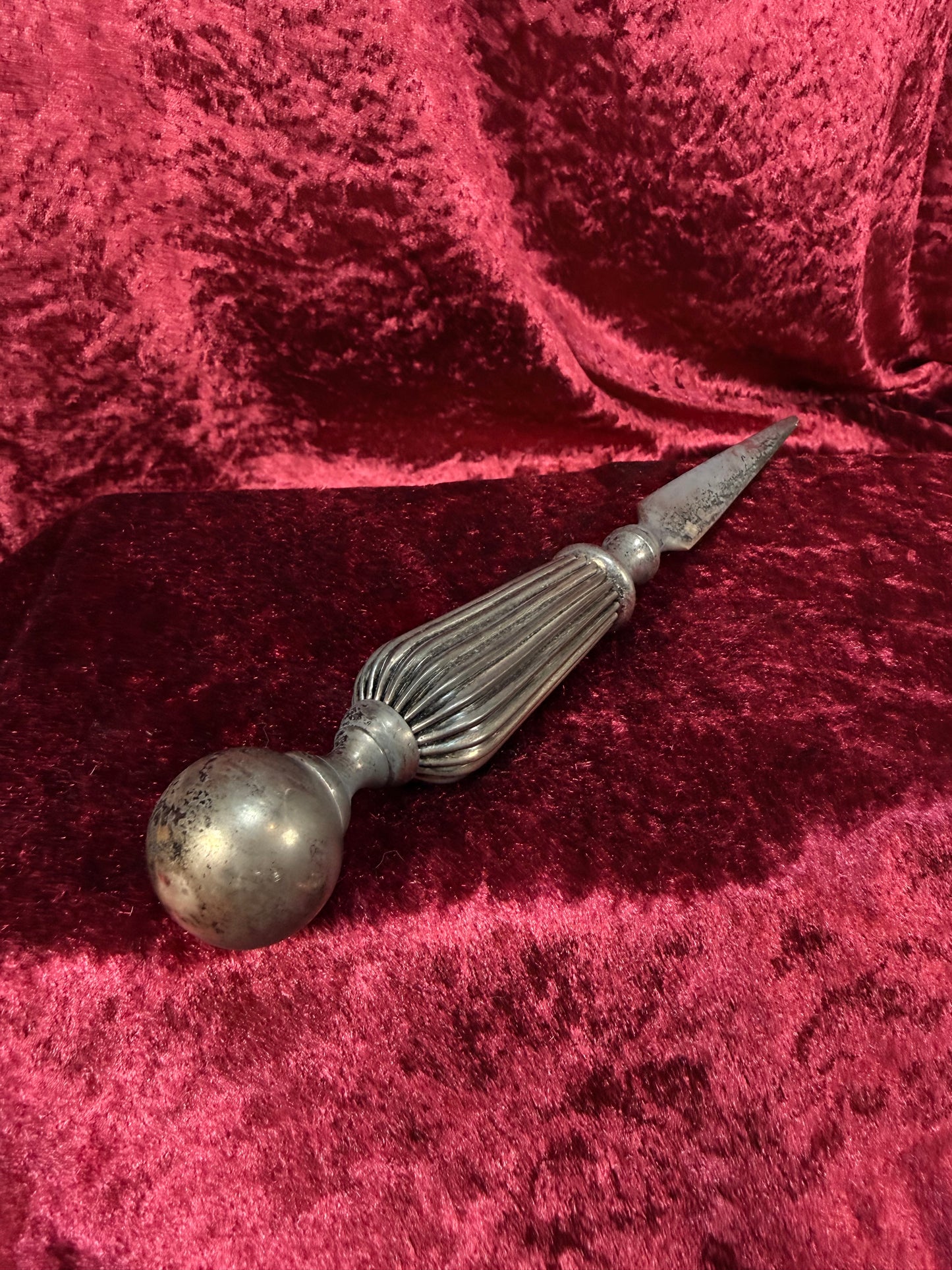 Vintage Metal Letter Opener – Fluted Handle Tapered Blade
