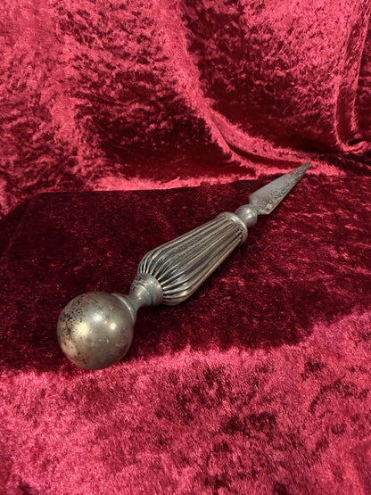 Vintage Metal Letter Opener – Fluted Handle Tapered Blade