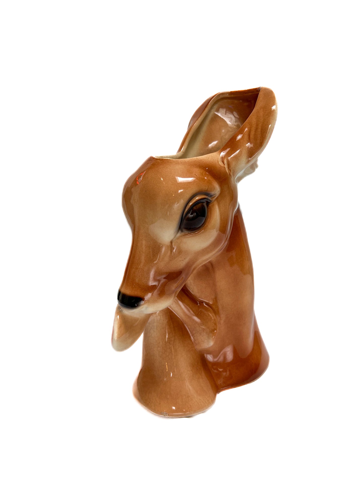 Vintage Vase - Glazed Ceramic Deer - Doe and Baby Fawn - Royal Copley