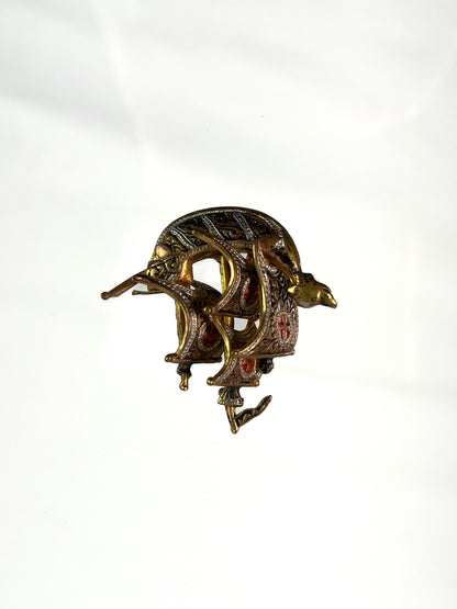 Vintage Jewelry - Brooch - Gold Tone - 3D Spanish Galleon Ship - Toledoware