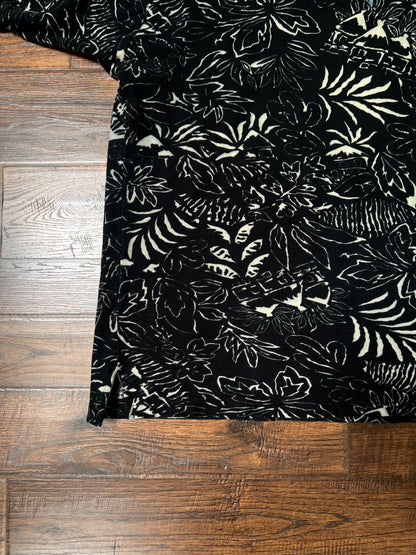 Vintage 1990s Chaps Ralph Lauren Cotton Polo Shirt – Black Tropical Print – X-Large