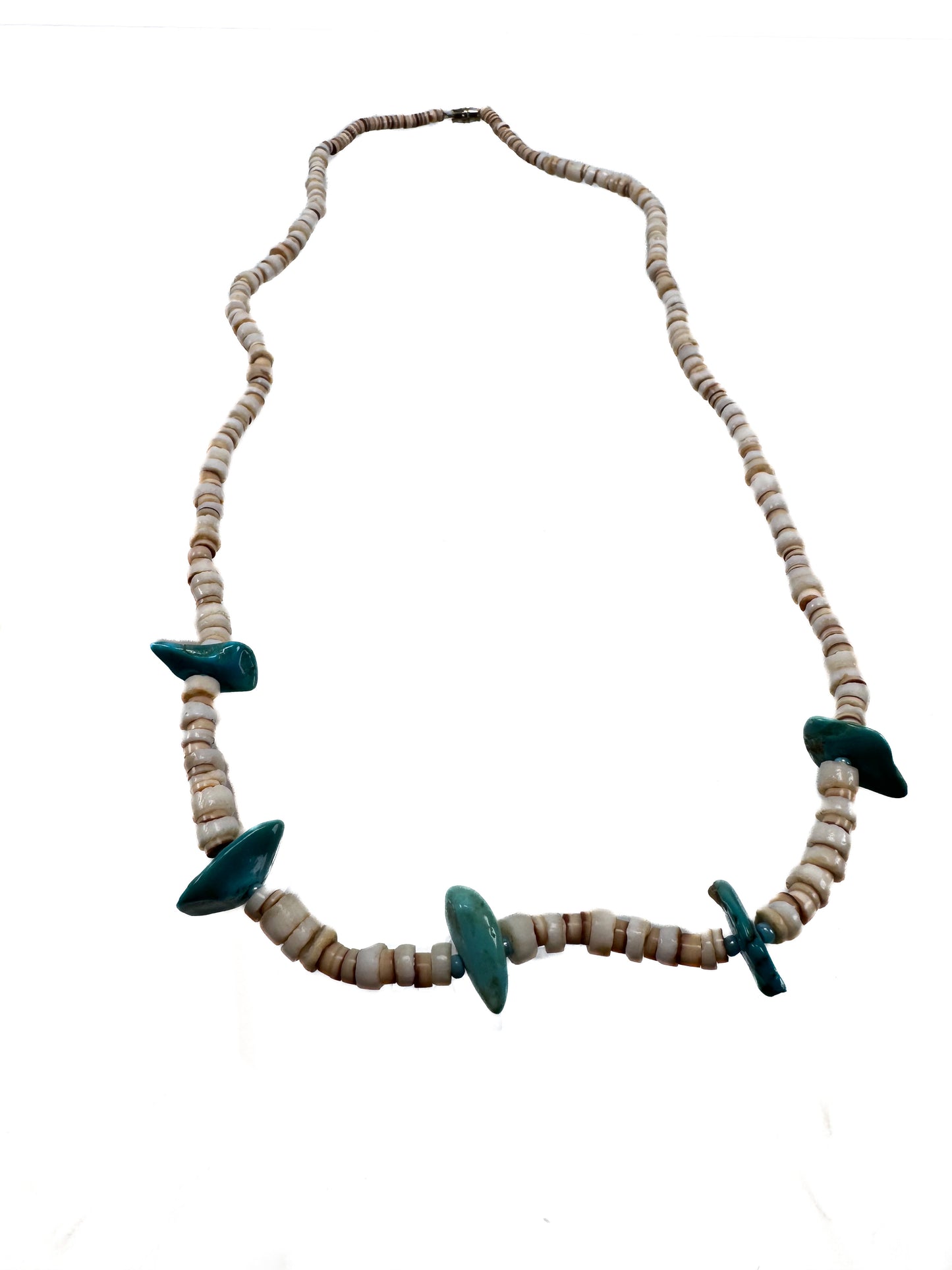 Vintage Puka Shell & Turquoise Bead Necklace