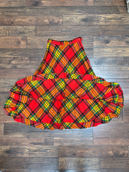 Vintage Clothing - Below The Knee Skirt - Orange Plaid - X-Small - Fritzi Of California