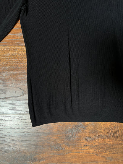 Vintage Hannah Jones Knit Top - Black Rhinestone Lattice Neckline - Medium