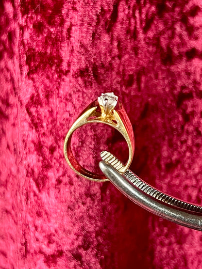 Vintage 14KT Gold Electroplate Cocktail Ring – Marquise Cut Cubic Zirconia - ESP - Size 7.5