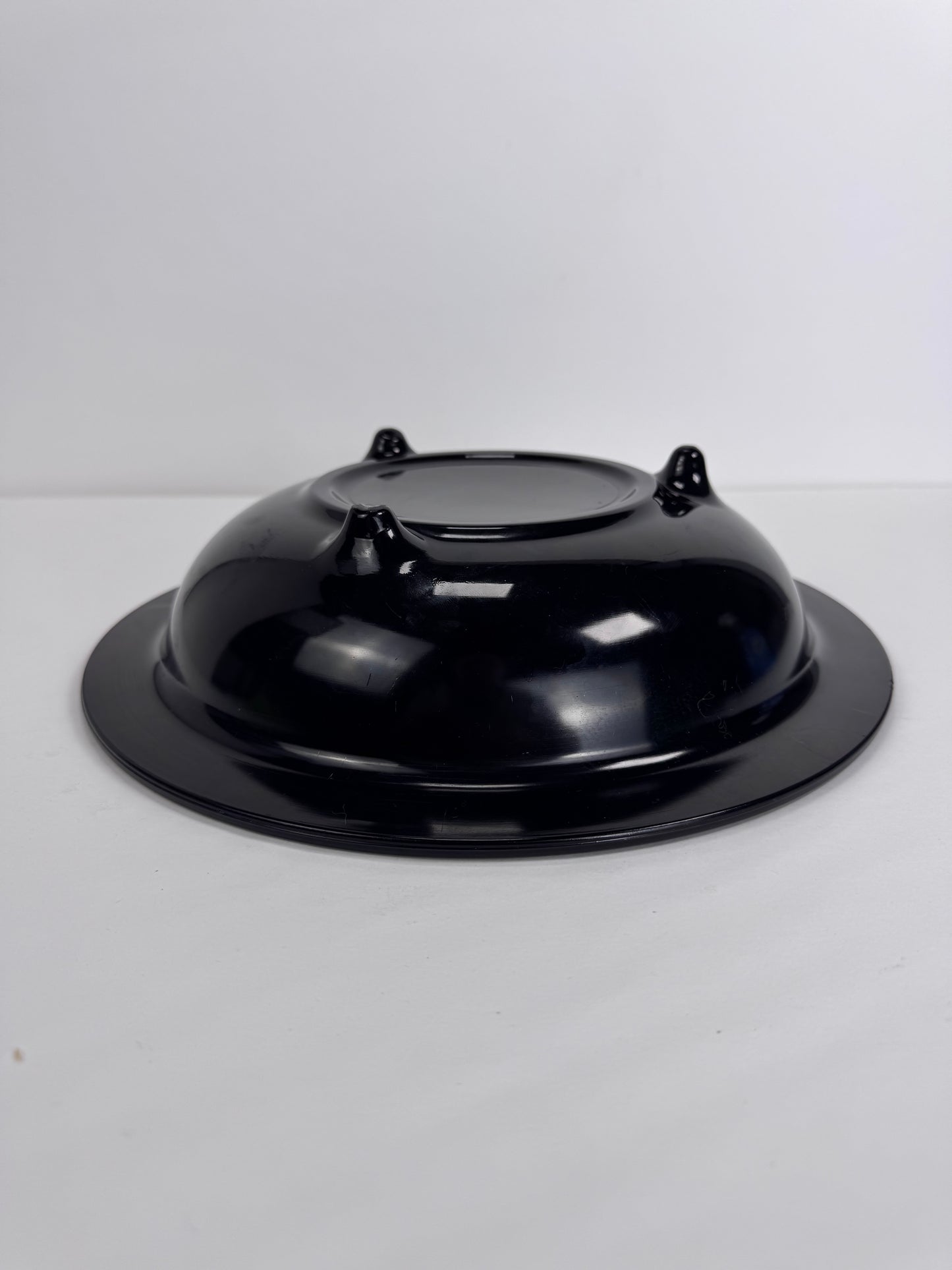 Vintage Footed Black Pressed Glass Bowl - Floral Trellis Decorative Pattern
