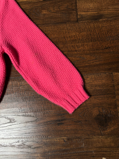 Vintage Catalina Knit Cardigan - Bubblegum Pink White Trim Button Front Sweater - Small