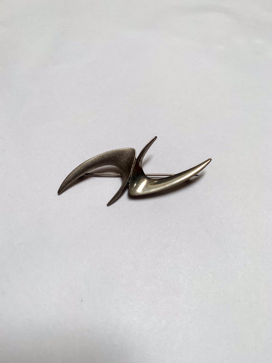 Vintage Silver Tone Atomic Boomerang Pin