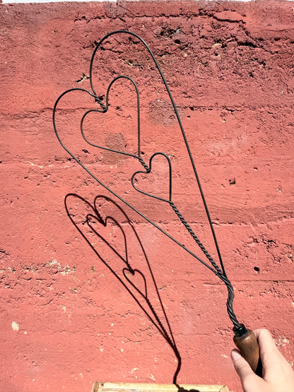 Vintage Wire Blanket Beater – Triple Heart Primitive Design