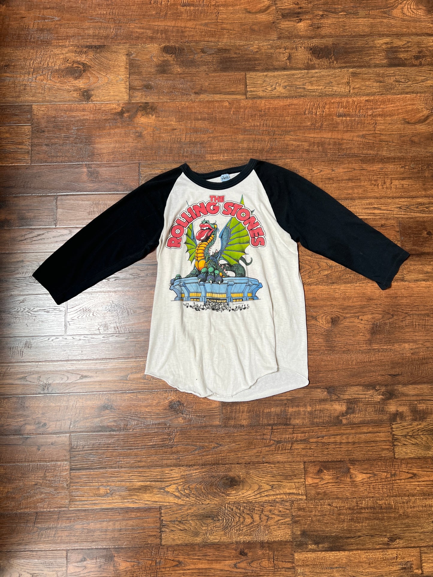 Vintage Clothing - Raglan Baseball 3/4 Sleeve Shirt - The Rolling Stones 1981 Tour - The Knits - Large