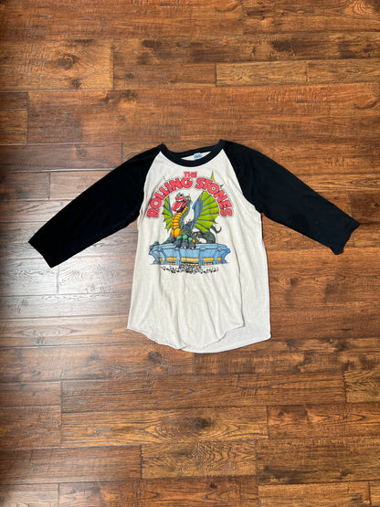 Vintage Clothing - Raglan Baseball 3/4 Sleeve Shirt - The Rolling Stones 1981 Tour - The Knits - Large