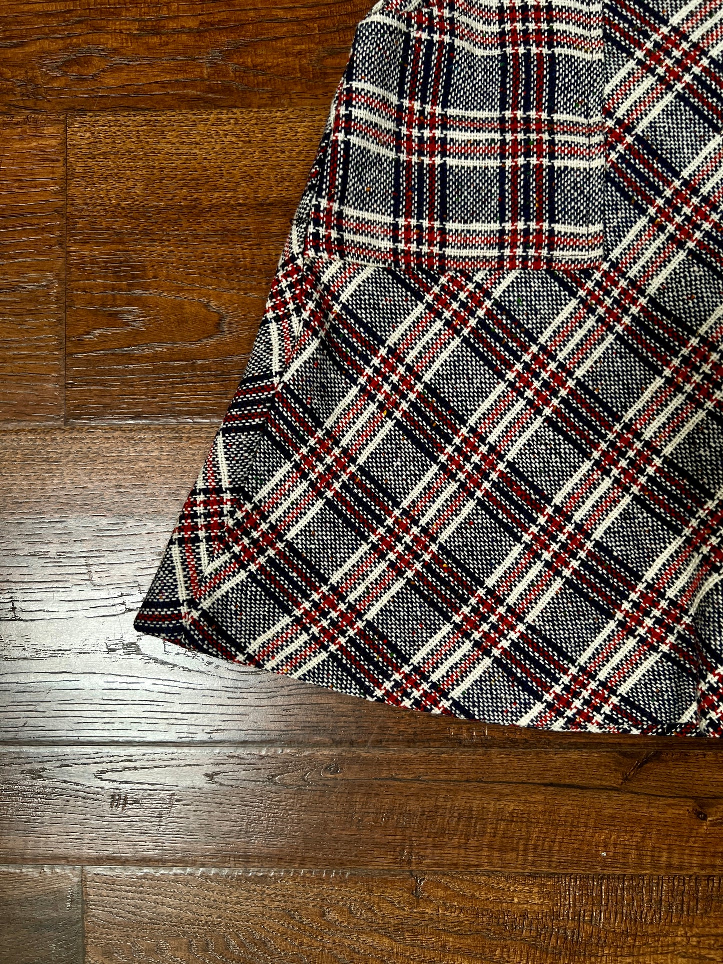 Vintage Wool Blend Plaid Skirt - Trousers Up Patch Pocket A-Line - Size Medium