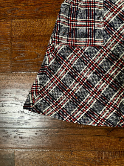 Vintage Wool Blend Plaid Skirt - Trousers Up Patch Pocket A-Line - Size Medium