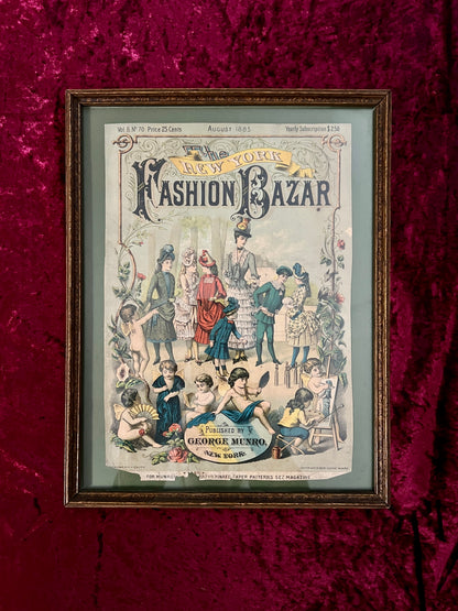 Vintage Framed Magazine Cover - 1885 New York Fashion Bazar George Munro