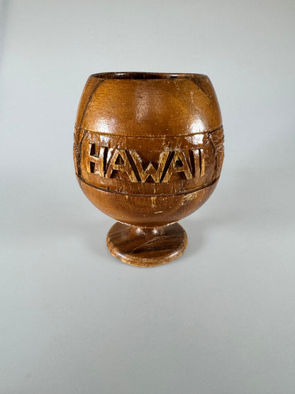 Vintage Hawaiiana Tiki Bar - Kahana woods Monkey Pod - Carved Wood Goblet