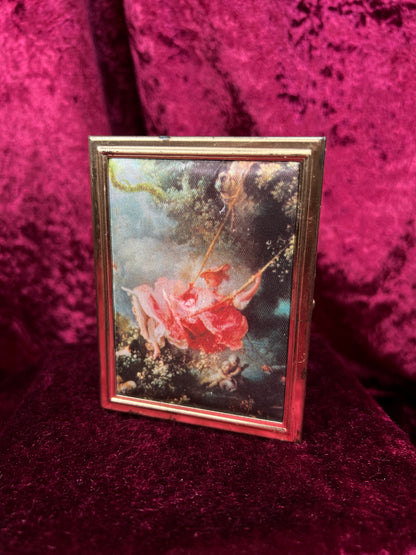Vintage Metal Pocket Photo Album - The Swing by Fragonard Fabric Cover