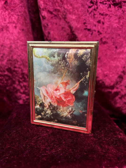 Vintage Metal Pocket Photo Album - The Swing by Fragonard Fabric Cover