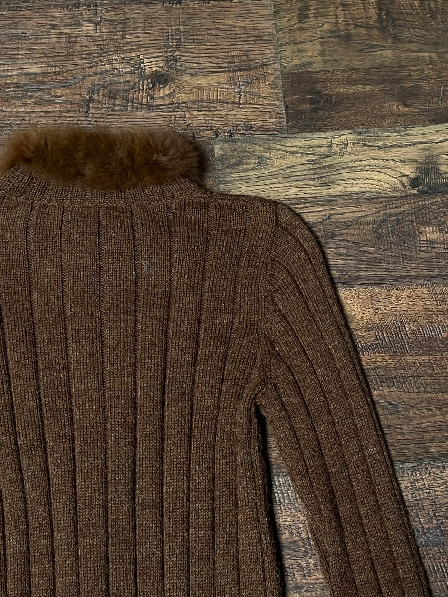 Vintage Inca Fashions Knit Sweater — Baby Alpaca Fur Collar Zip Front - Size Small