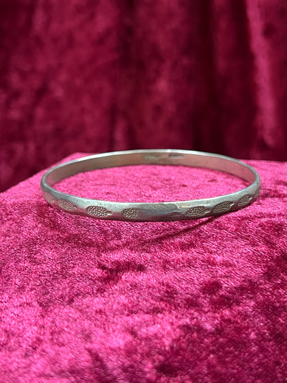 Vintage Jewelry - Bangle Bracelet - 925 Sterling Silver - Stamped Corn - Taxco