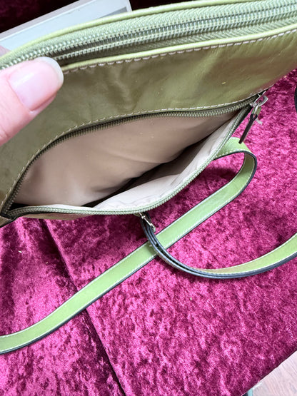 Vintage Y2K Giani Bernini Leather Crossbody Bag – Lime Green Multi-Pocket Organizer