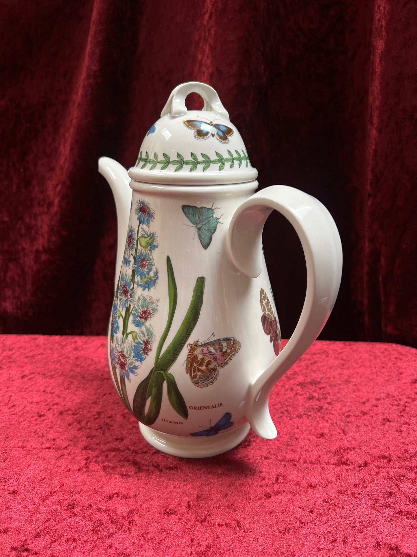 Vintage Ceramic Coffee Pot - Botanic Garden Hyacinth Butterfly Portmeirion
